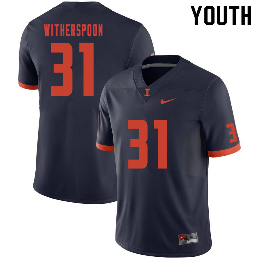 Youth #31 Devon Witherspoon Illinois Fighting Illini College Football Jerseys Sale-Navy - Click Image to Close